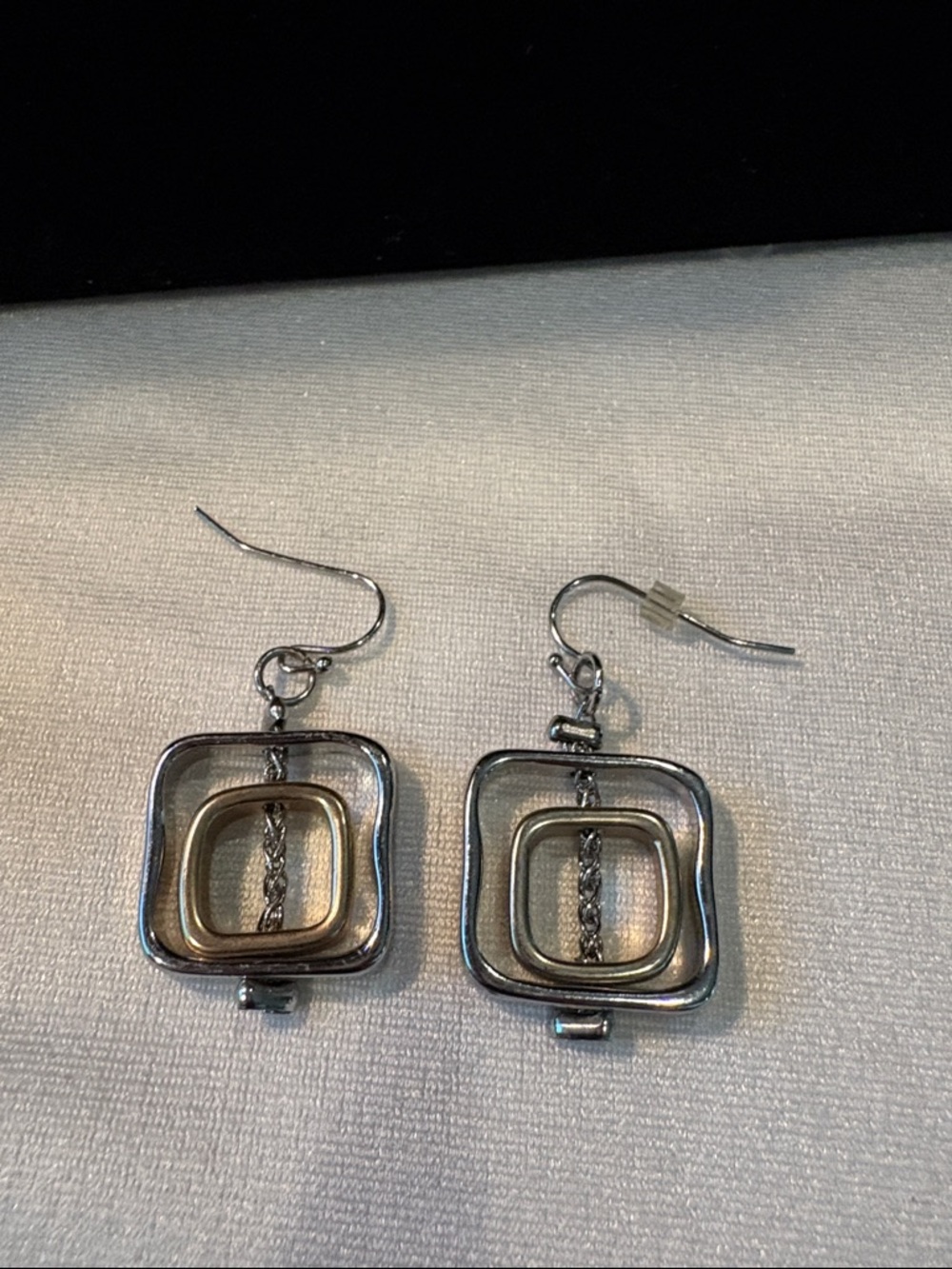 Brighton Silver and Gold Double Square Drop Earrings